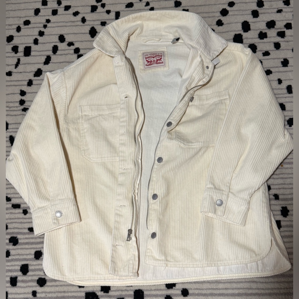 Levi’s Cream Corduroy Jacket Women’s XL Zip Snap Front Oversized Shacket